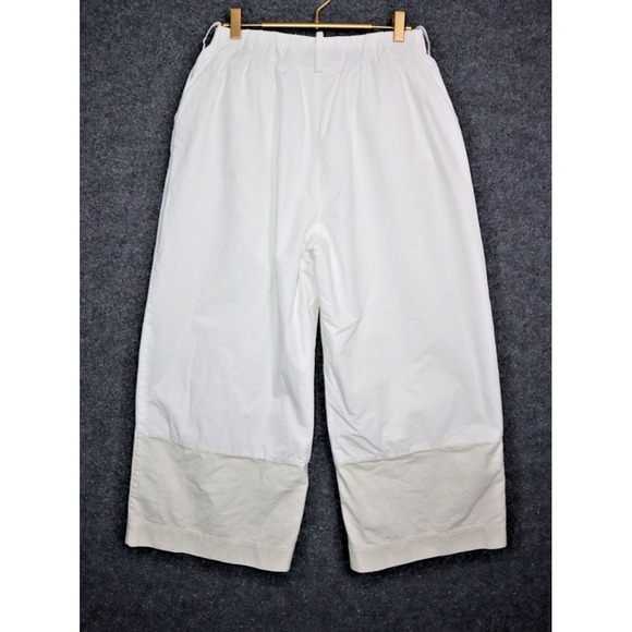 M Patmos Pants Women Medium White 24" Cotton Linen Blend Wide Leg High Rise EUC - Picture 4 of 5